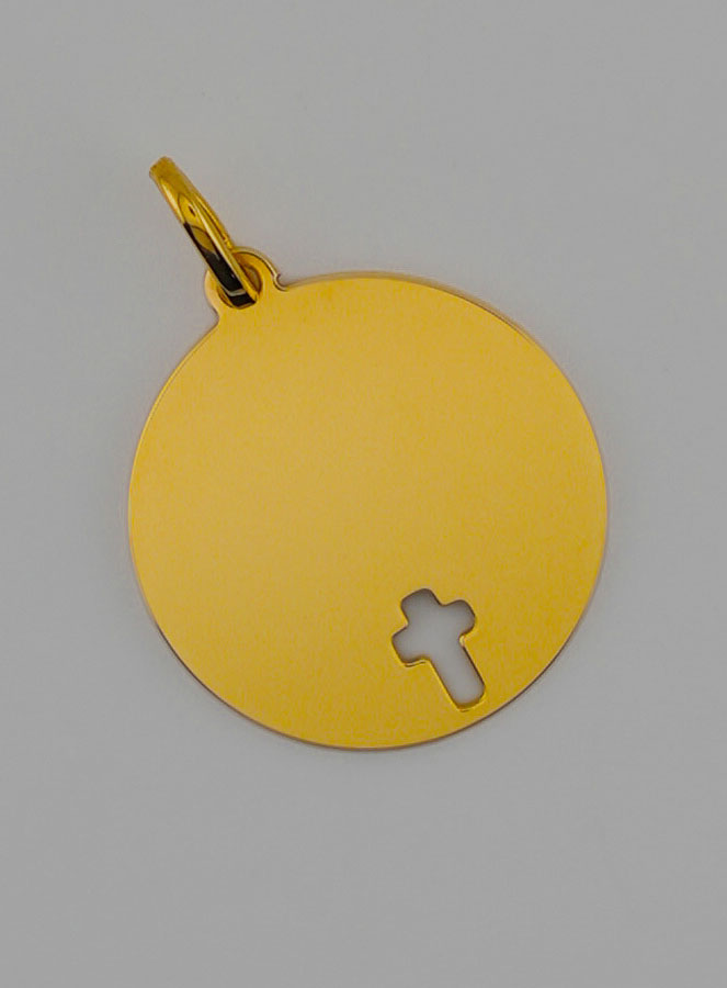 Medaglia Croce di Cristo da Incidere - 16mm - Oro Massiccio 18k (pic 2)