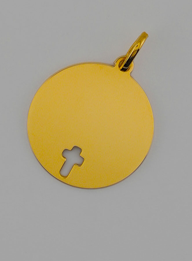 Medaglia Croce di Cristo da Incidere - 16mm - Oro Massiccio 18k (pic 3)