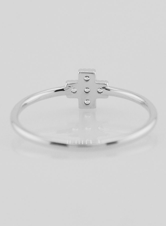 Anello Croce & Diamanti - Argento massiccio - Misura 56 (pic 4)