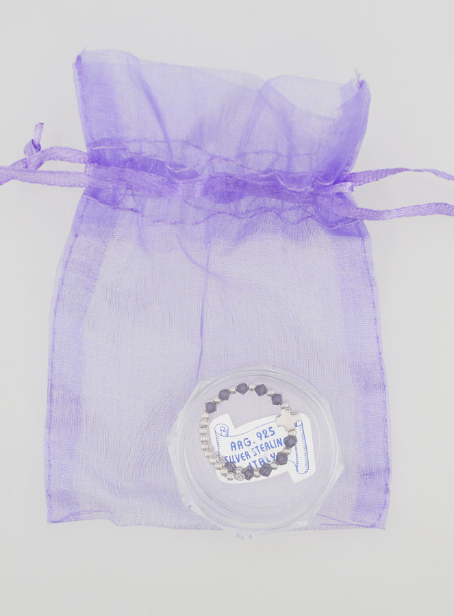 Anello Croce & Cristallo Viola - Argento Massiccio - Régolabile (pic 4)