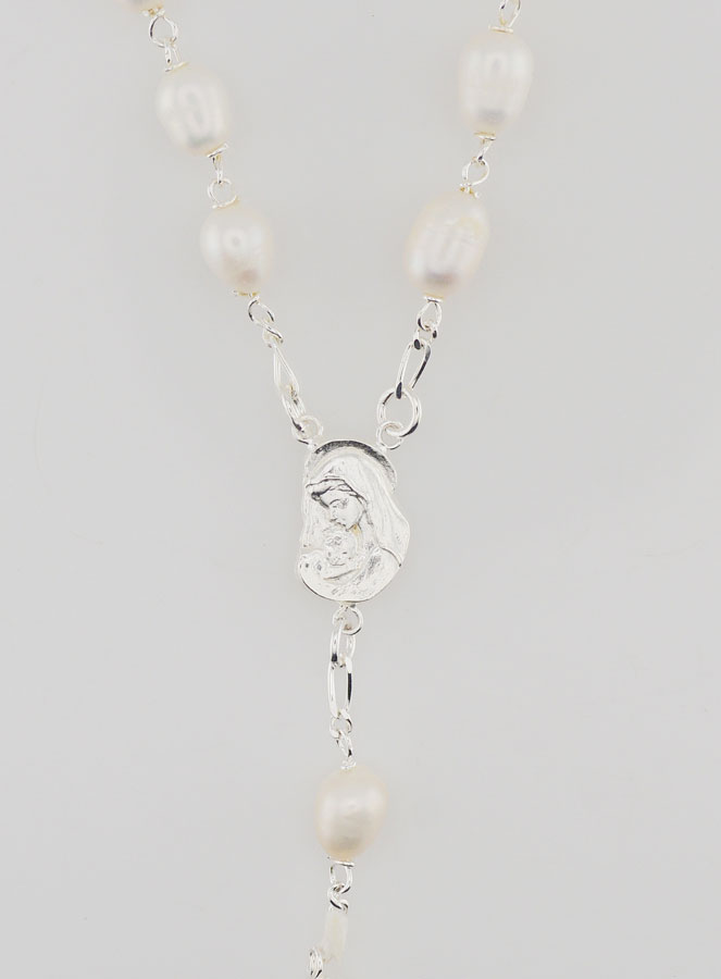 Rosario in Argento 925/1000 & Madreperla - Grani brillanti 7mm (pic 4)