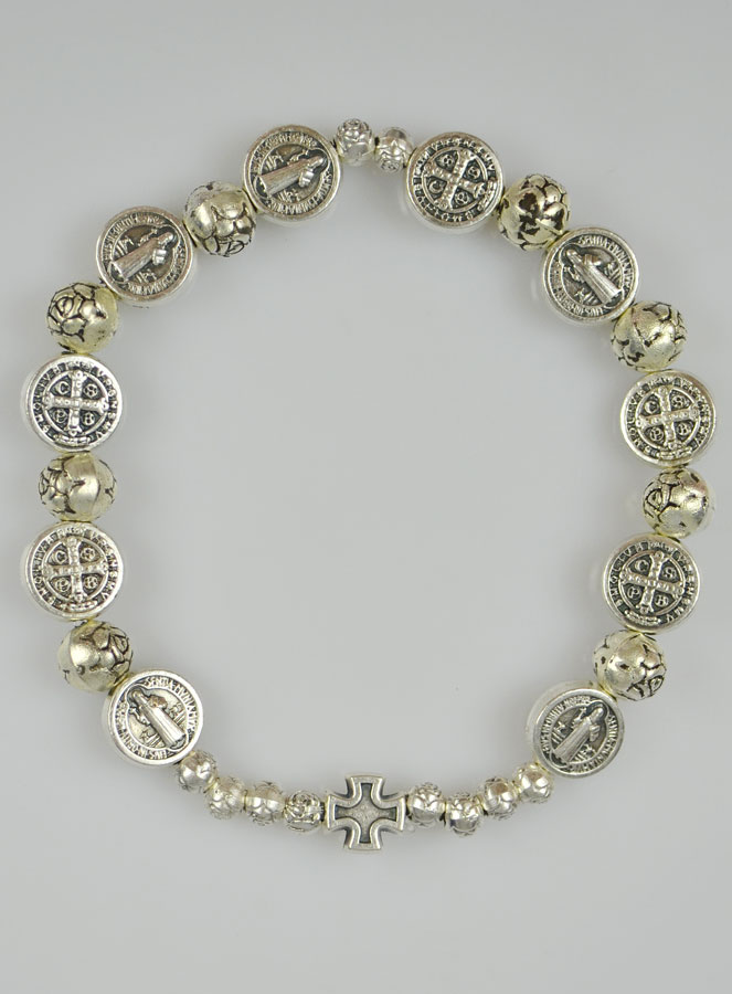 Braccialetto San Benedetto In Argento 925 Con Quarzo Rosa – Elastico E Regalo Originale