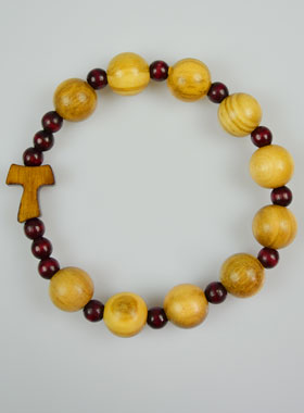 Bracciale a Decina Croce Tau & Legno di Ulivo (pic 1)