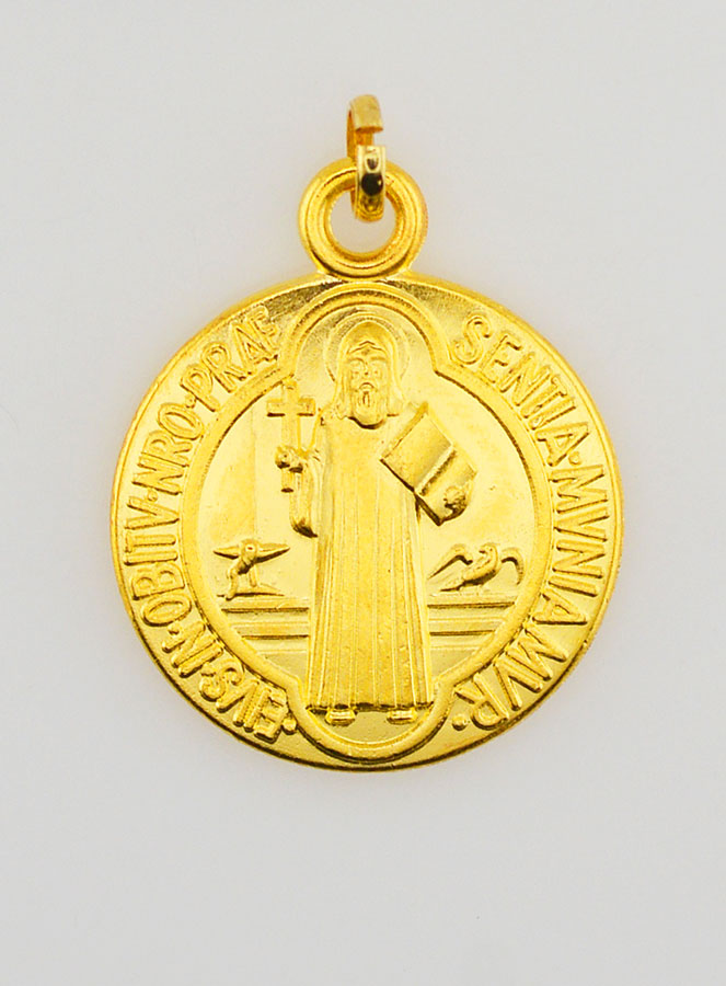 Medaglia di San Benedetto - Metallo Dorato - 22mm (pic 3)