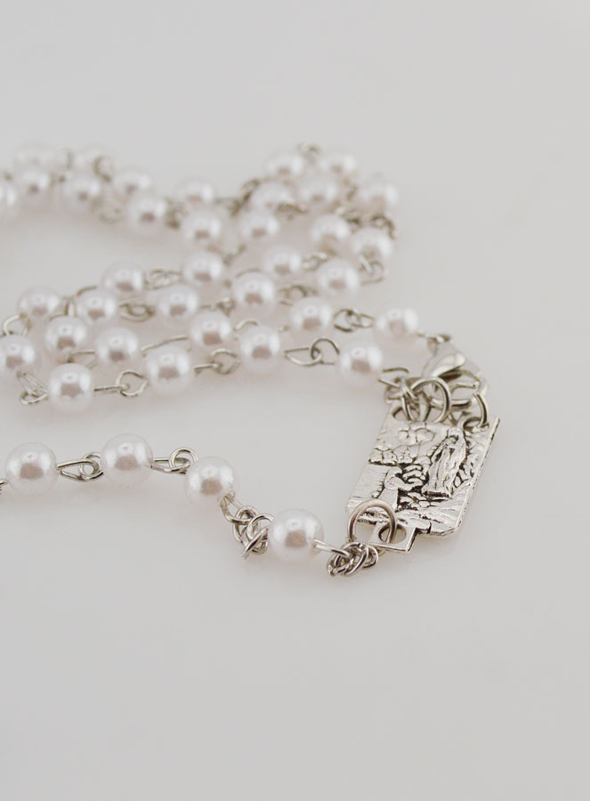 Rosario Perlato Bianco con Cofanetto - 40 cm (pic 4)