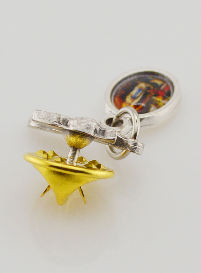 Spilla Medaglia Madonna di Lourdes - 3cm (pic 4)