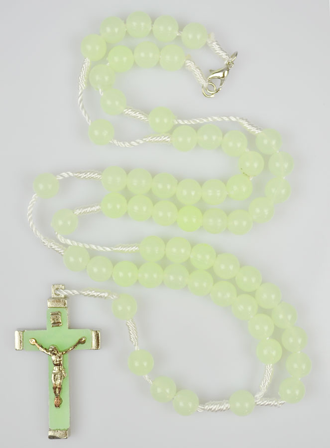 Rosario Cattolico Con Perline Fluorescenti Che Si Illuminano Al Buio - Collana Religiosa Luminescente Regalo Per Comunione E Cresima