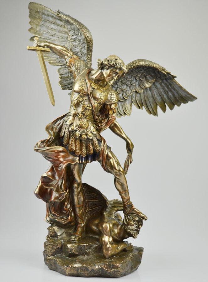 Grande Statua Religiosa di San Michele in Bronzo - 55cm (pic 2)