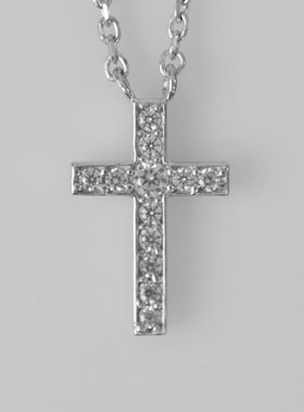 Ciondolo Croce In Argento Sterling Con Diamante Per Bambina | D For Diamond P800 | Collana Etica
