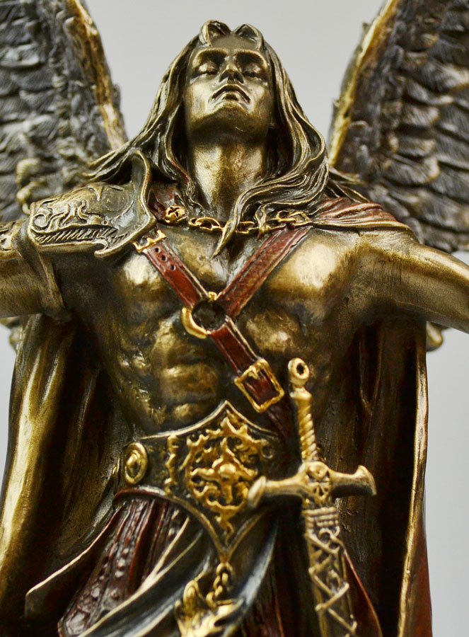 Statua Religiosa in Bronzo Ascensione dell'Arcangelo - 28cm (pic 4)
