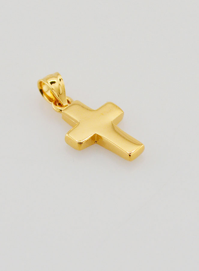 Ciondolo Croce Placcato Oro 18 Carati - Smalto Blu (pic 4)