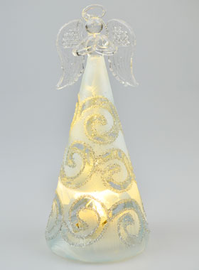 Angelo di Natale in Vetro Luminoso 15cm - Arabeschi (pic 1)