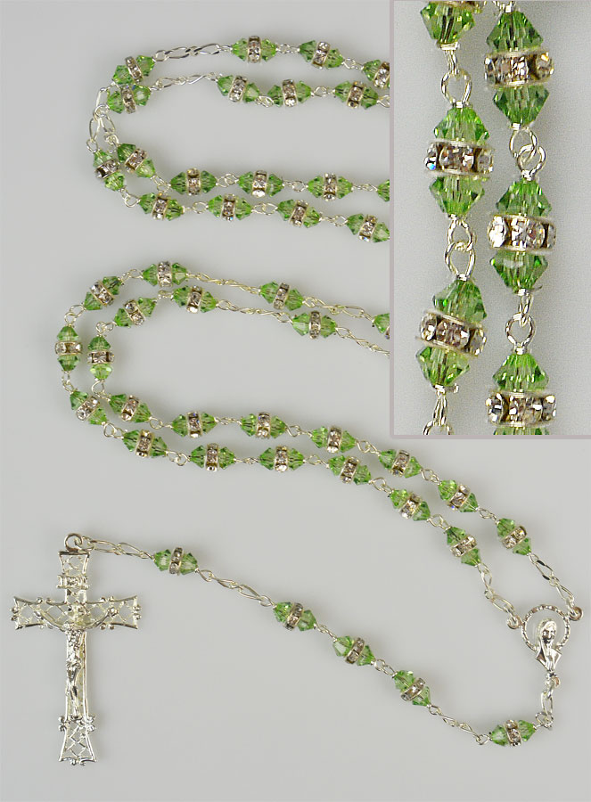 Rosario in Cristallo Verde Chiaro & Argento Massiccio (pic 1)