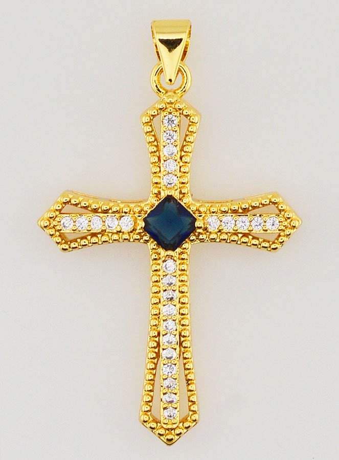 Ciondolo Croce Barocca con Strass – 30 mm. (pic 1)