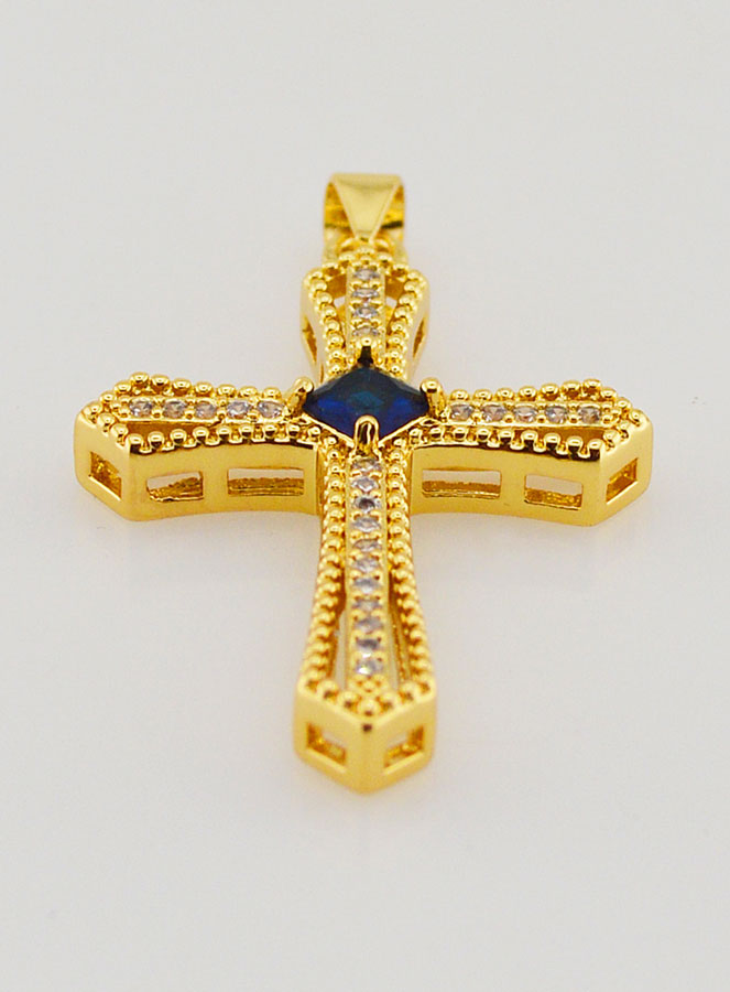 Ciondolo Croce Barocca con Strass – 30 mm. (pic 2)