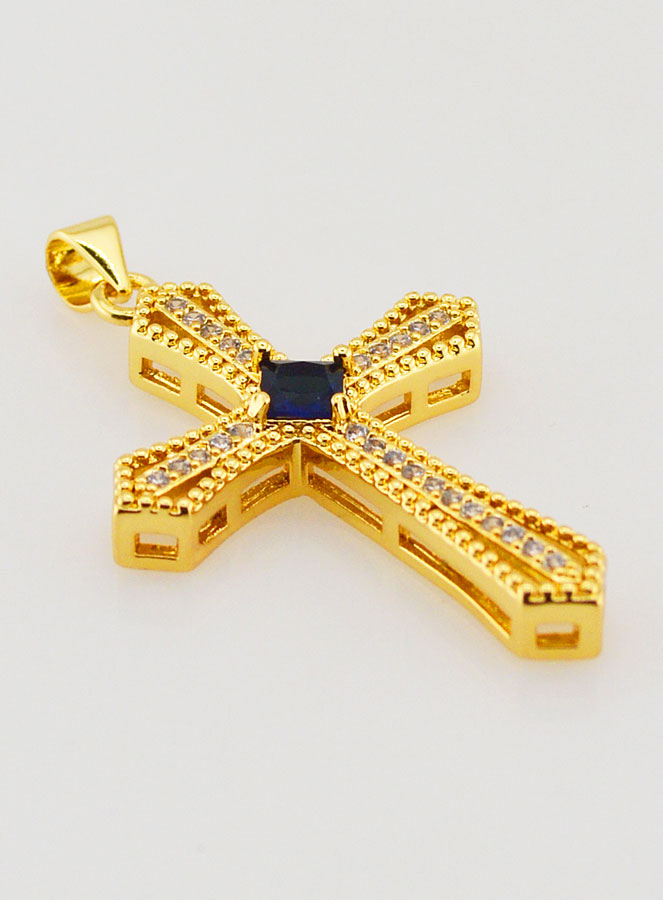 Ciondolo Croce Barocca con Strass – 30 mm. (pic 3)