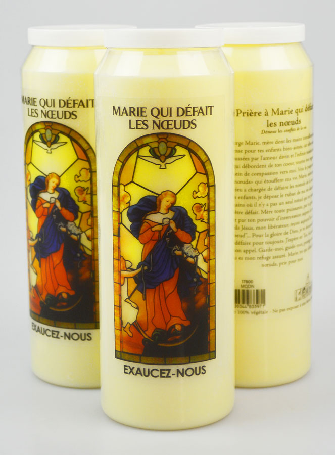 Set Di 4 Candele Maria Che Scioglie I Nodi - 5,5x6 Cm, Cera Vegetale, Votive Per Preghiera E Meditazione, Culto Cristiano