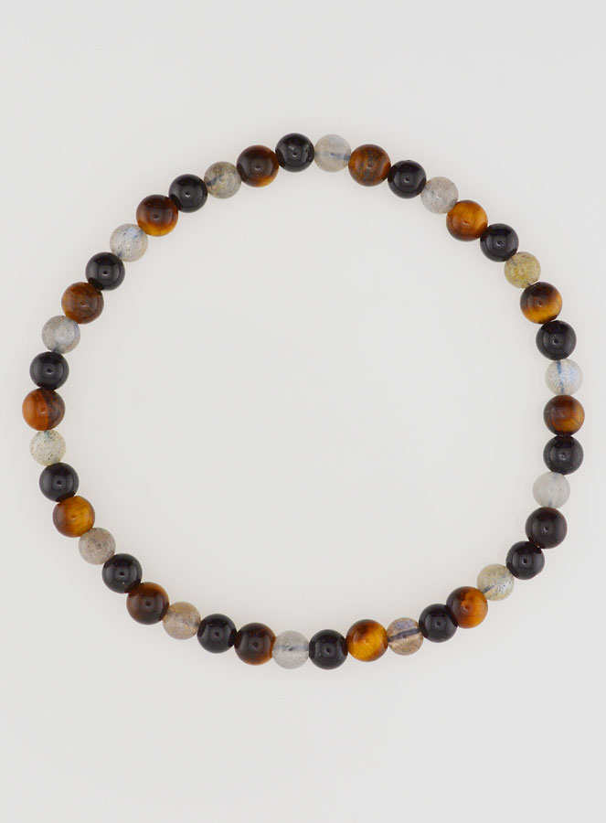 Bracciale in Pietra Naturale Tormalina, Occhio di Tigre e Labradorite - 4 mm (pic 1)