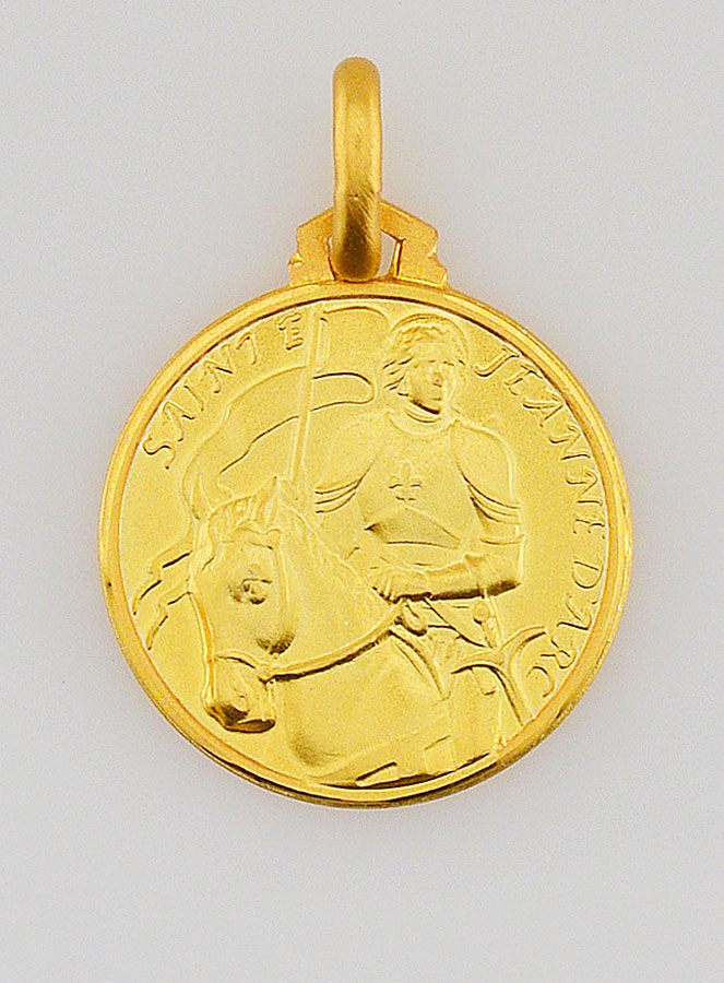 Medaglia Santa Giovanna d'Arco in Placcato Oro - 16 mm (pic 1)