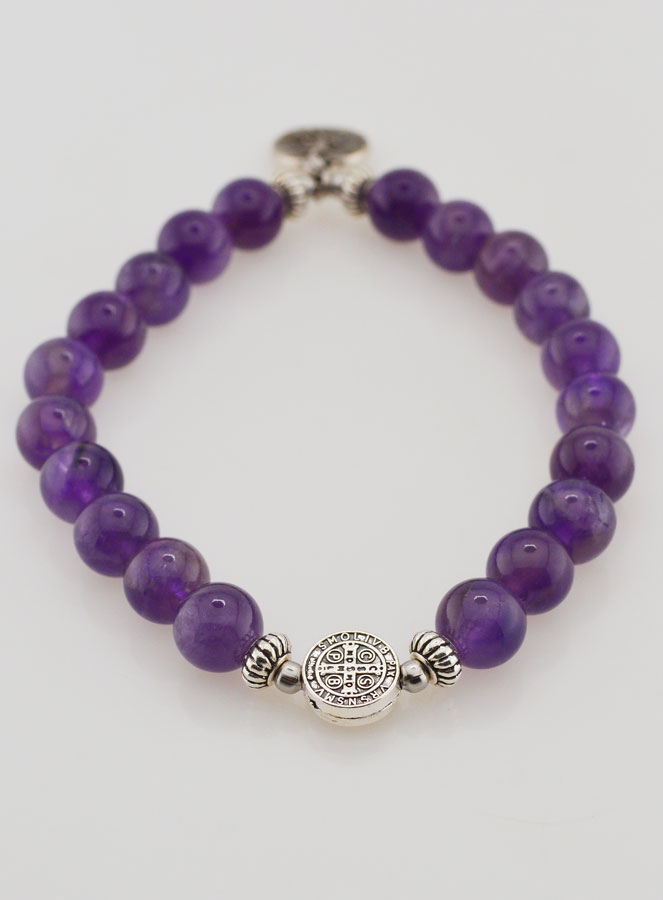 Bracciale Religioso in Ametista - San Michele & San Benedetto (pic 3)