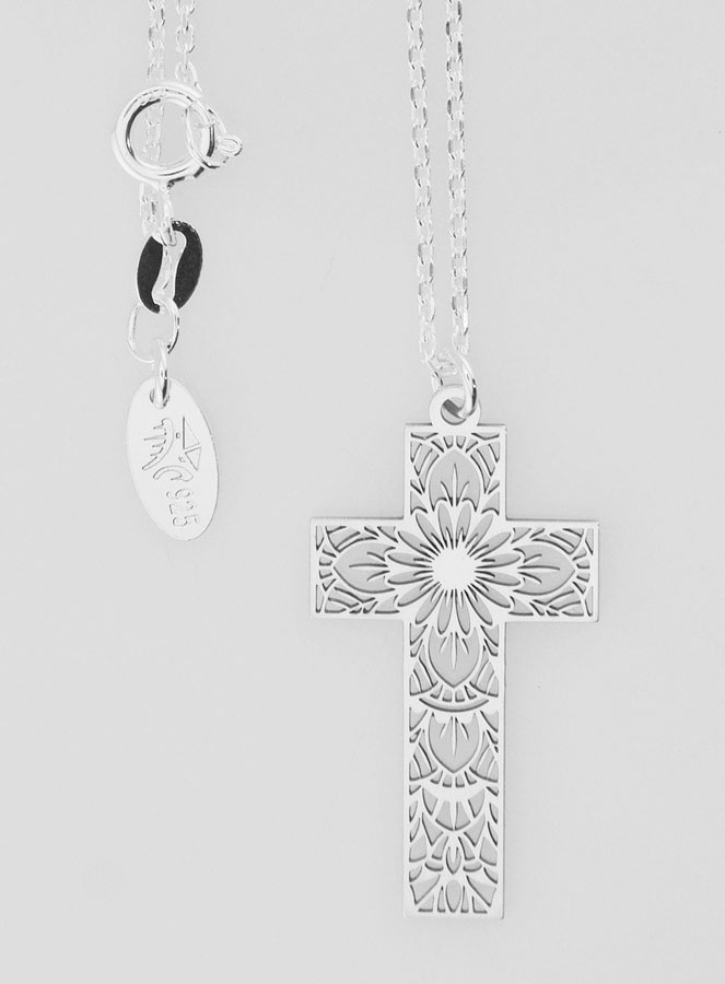 Collana Religiosa con Croce Traforata Mandala (pic 1)