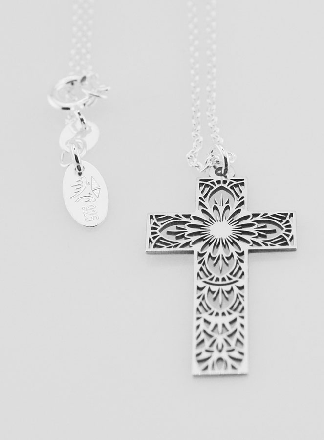 Collana Religiosa con Croce Traforata Mandala (pic 2)