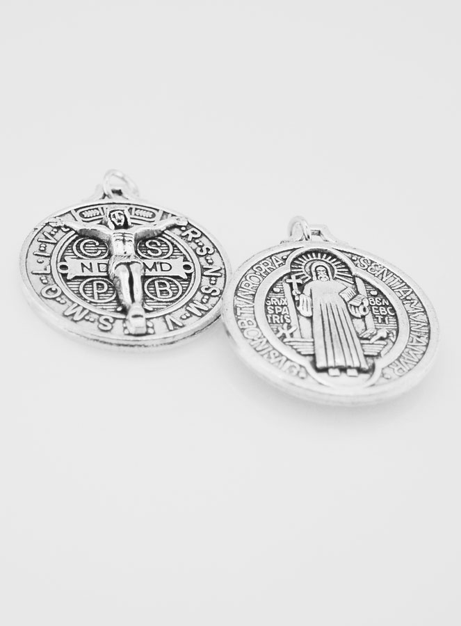 Medaglia di San Benedetto - Metallo Argentato 29mm (pic 2)