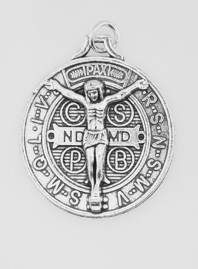 Medaglia di San Benedetto - Metallo Argentato 29mm (pic 3)