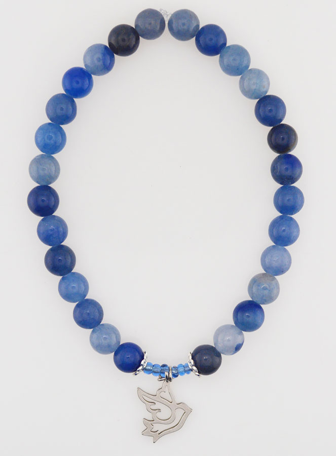 Bracciale in Pietra Naturale di Aventurine Blu 6mm & Esprit Saint (pic 1)
