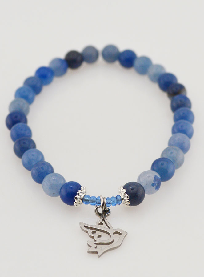 Bracciale in Pietra Naturale di Aventurine Blu 6mm & Esprit Saint (pic 2)