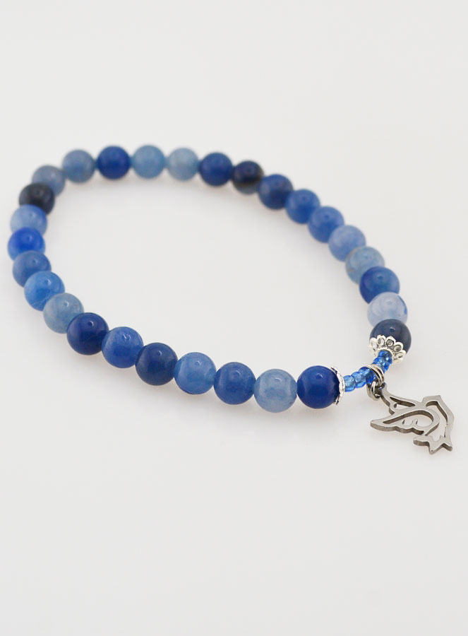 Bracciale in Pietra Naturale di Aventurine Blu 6mm & Esprit Saint (pic 3)