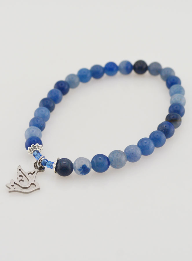 Bracciale in Pietra Naturale di Aventurine Blu 6mm & Esprit Saint (pic 4)