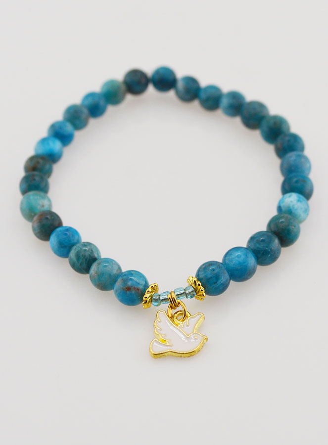 Bracciale religioso in Apatite 6mm & Spirito Santo (pic 2)