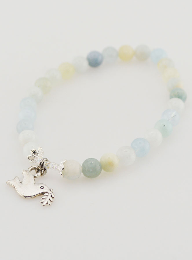 Bracciale Religioso in Acquamarina 6mm & Santo Spirito (pic 4)
