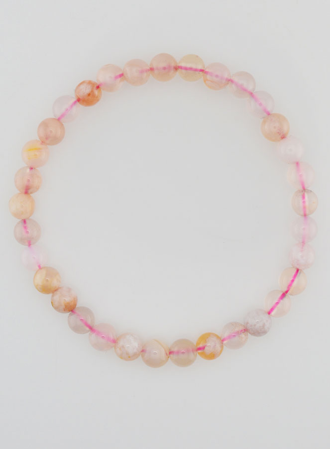Bracciale in Pietra Naturale di Agata Fiore di Ciliegio - 6mm (pic 1)