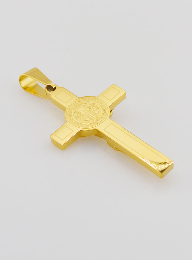 Pendente Croce di San Benedetto in Inox Dorato - 4,5 cm (pic 4)