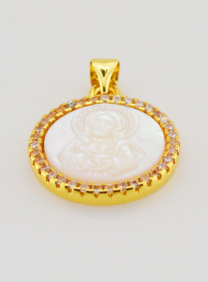 Medaglia Dorata Sacro Cuore di Gesù in Madreperla - 22 mm (pic 2)