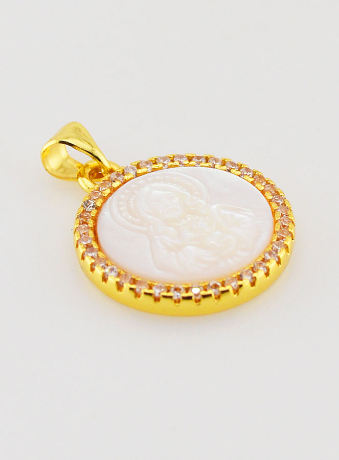 Medaglia Dorata Sacro Cuore di Gesù in Madreperla - 22 mm (pic 3)