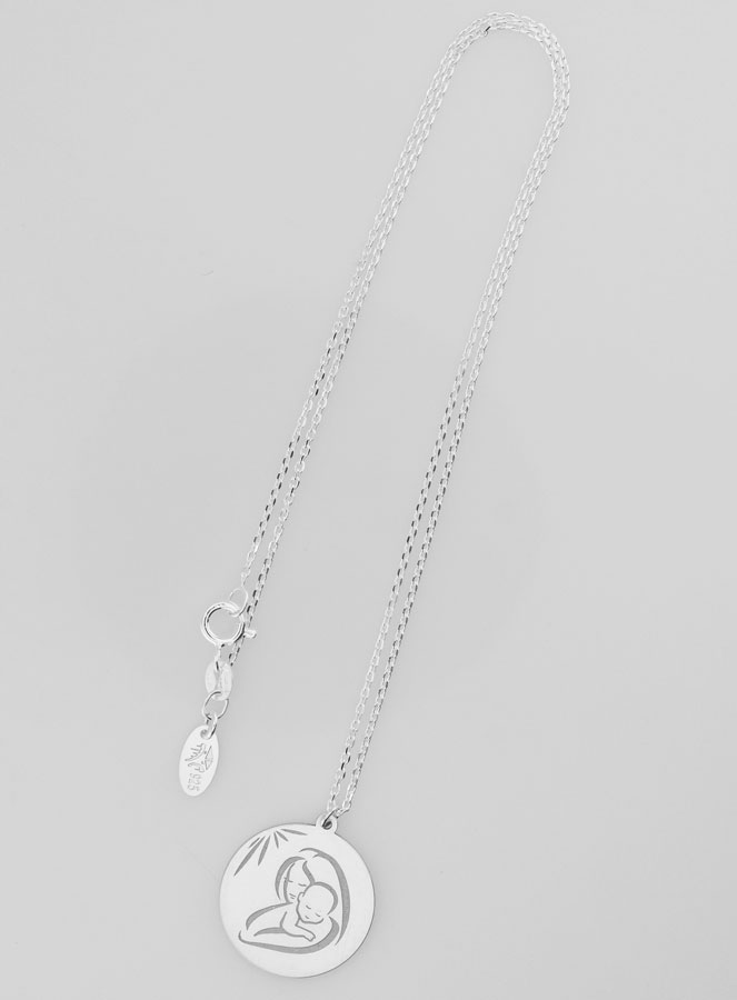 Collana Religiosa Vergine al Bambino in Argento 20mm (pic 2)