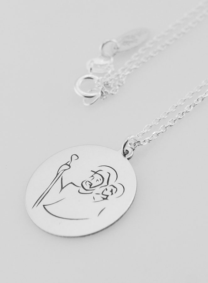 Collana Religiosa San Cristoforo Inciso - 20mm (pic 1)