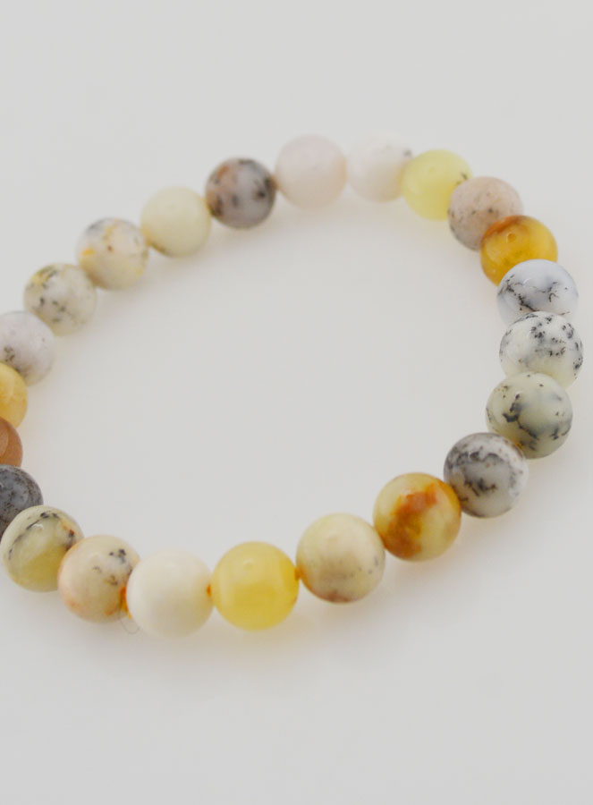 Bracciale in Pietra Naturale di Opale Dendritica – 8 mm (pic 4)