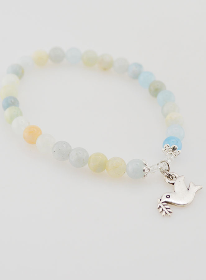 Bracciale per Cresima in Pietre Naturali di Acquamarina & Spirito Santo (pic 3)