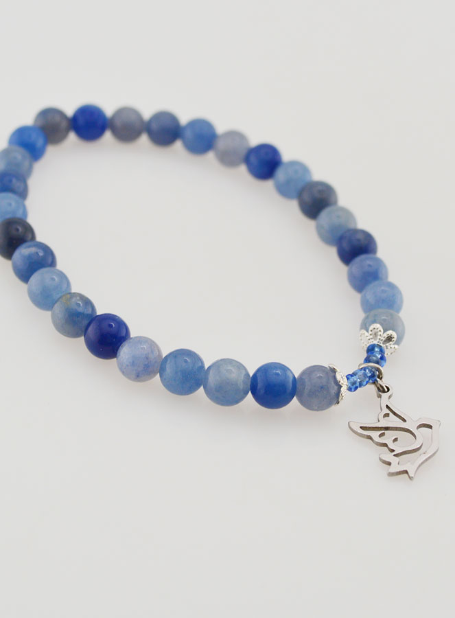 Bracciale per Cresima in Pietre di Avventurina Blu & Spirito Santo (pic 3)