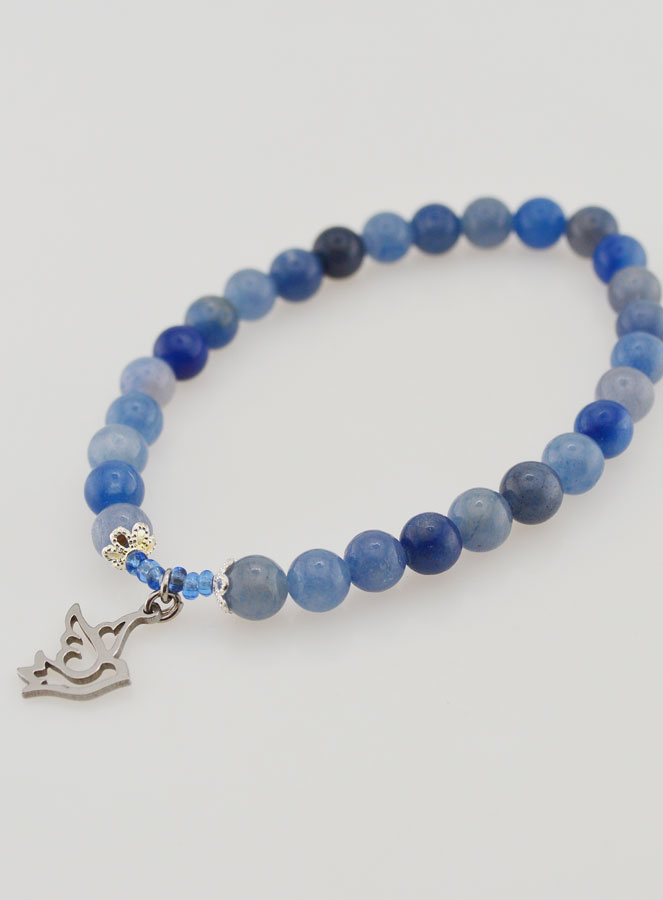 Bracciale per Cresima in Pietre di Avventurina Blu & Spirito Santo (pic 4)