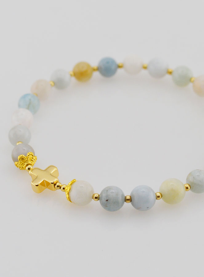 Bracciale con Croce – Acquamarina 6mm (pic 3)