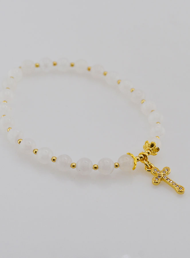 Bracciale in Pietra di Luna Naturale & Croce – 6m (pic 3)