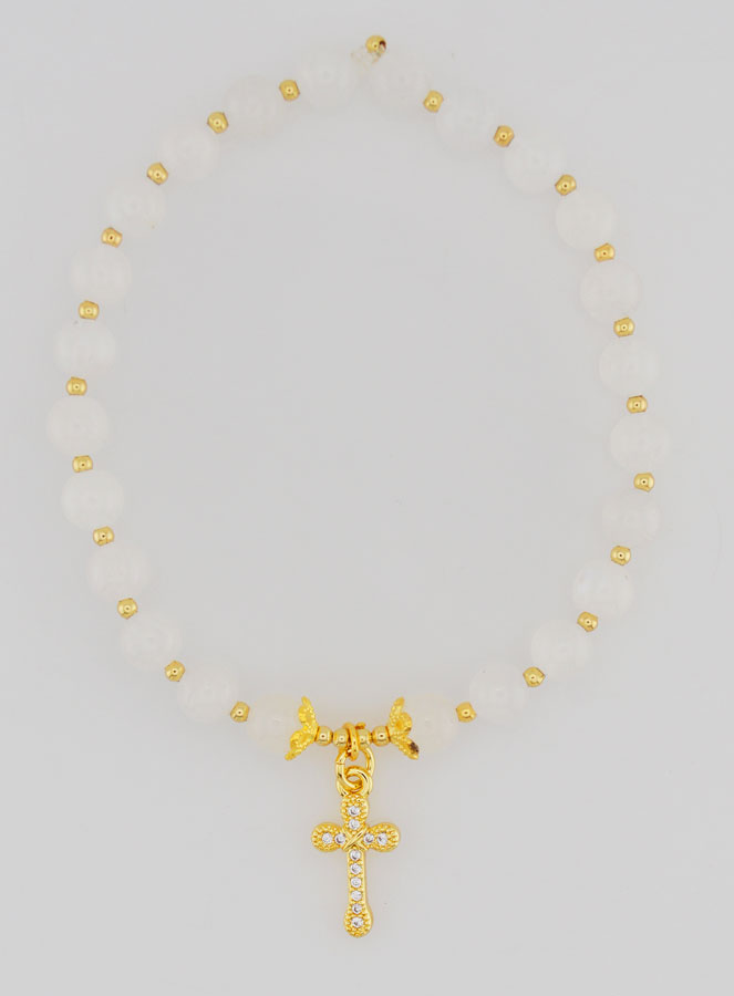 Bracciale con Croce – Pietra di Luna 6mm (pic 1)