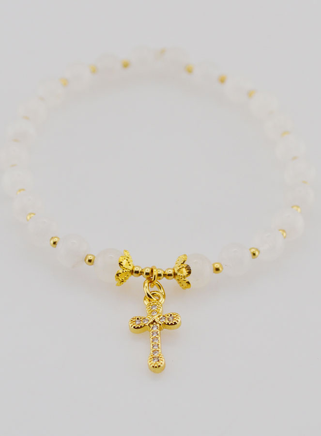 Bracciale con Croce – Pietra di Luna 6mm (pic 2)