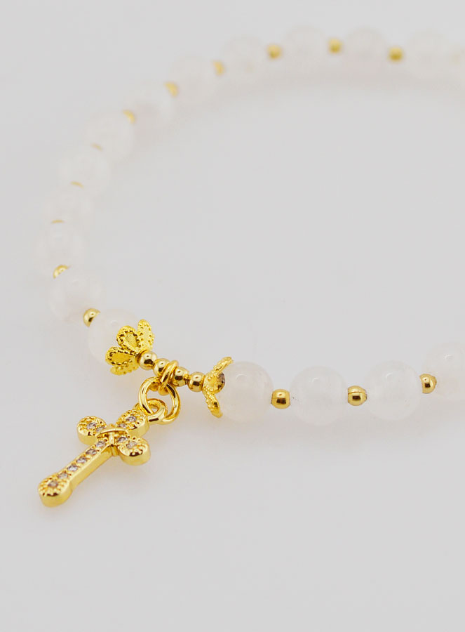 Bracciale con Croce – Pietra di Luna 6mm (pic 3)