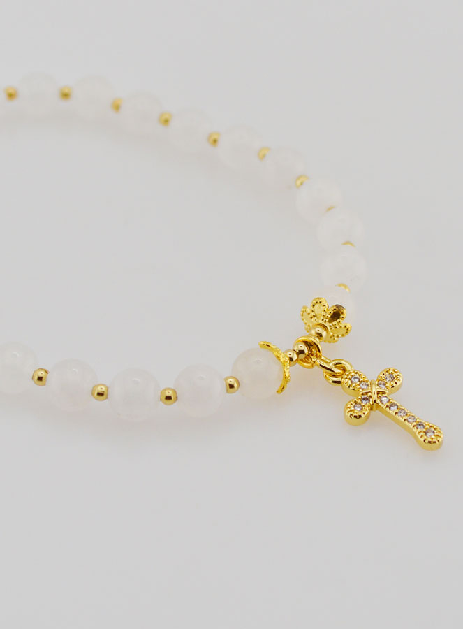 Bracciale con Croce – Pietra di Luna 6mm (pic 4)